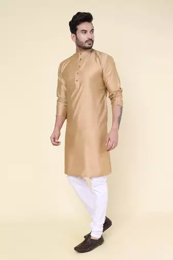 Men's rose gold soft silk kurta