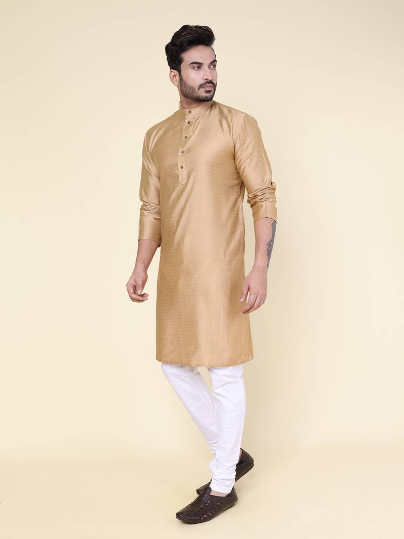 Men's rose gold soft silk kurta