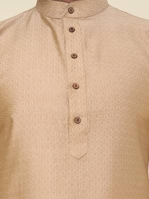 Men's rose gold soft silk kurta 4