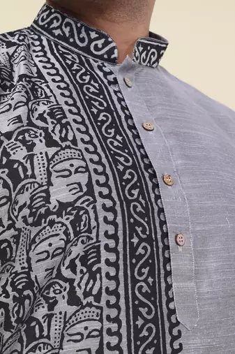 Men's grey silk kurta