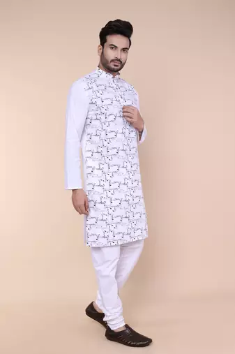 Men's white cotton kurta