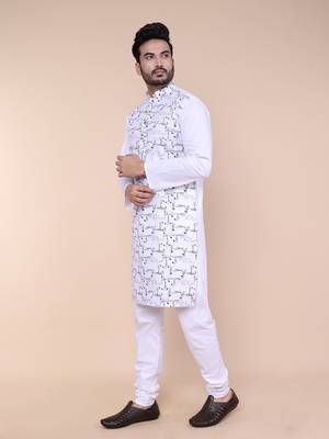 Men's white cotton kurta 3