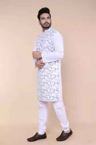 Men's white cotton kurta