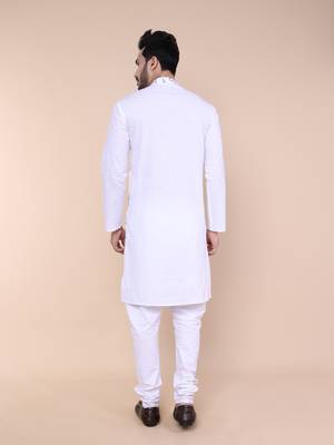 Men's white cotton kurta 4