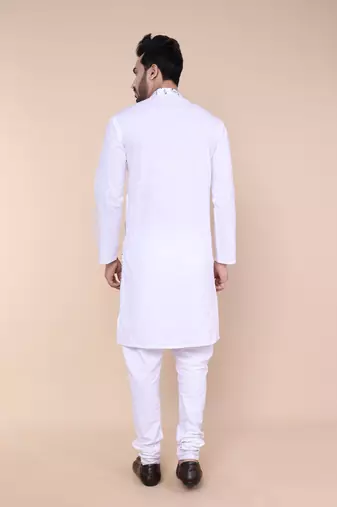 Men's white cotton kurta
