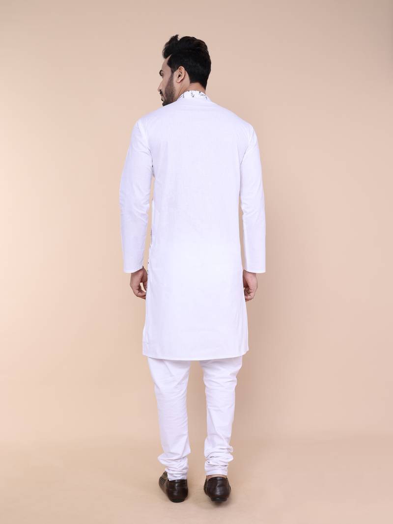 Men's white cotton kurta