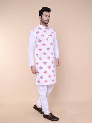 Men's white cotton kurta 2