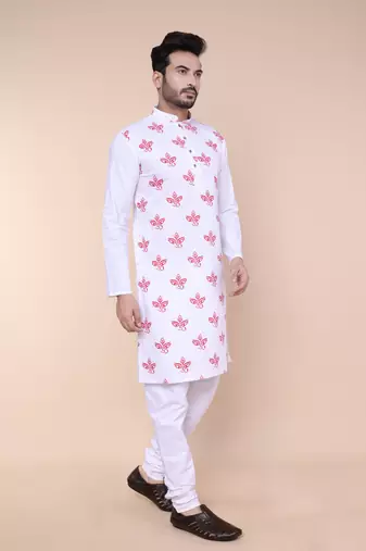 Men's white cotton kurta