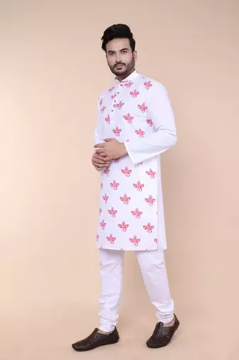 Men's white cotton kurta