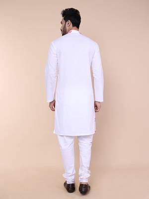 Men's white cotton kurta 4