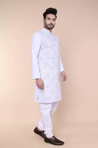 Men's white cotton kurta