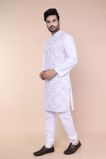 Men's white cotton kurta