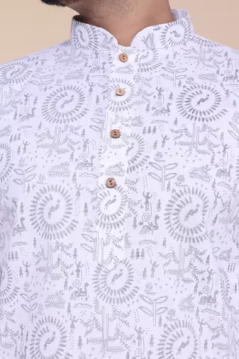 Men's white cotton kurta