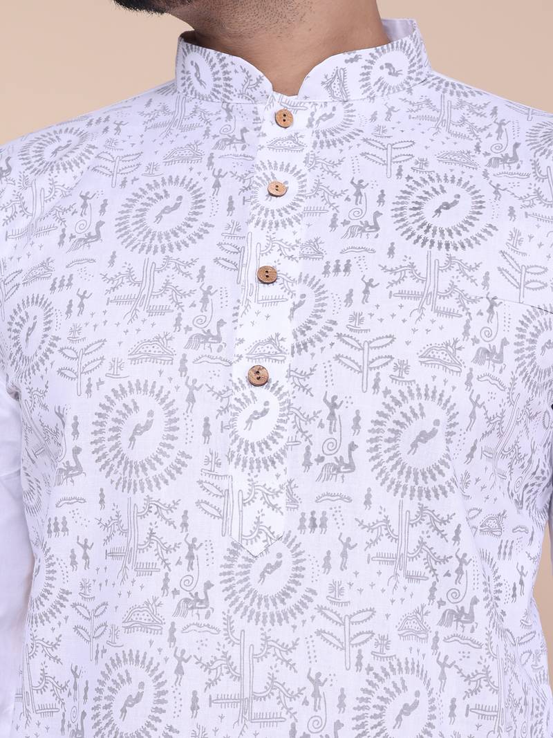 Men's white cotton kurta