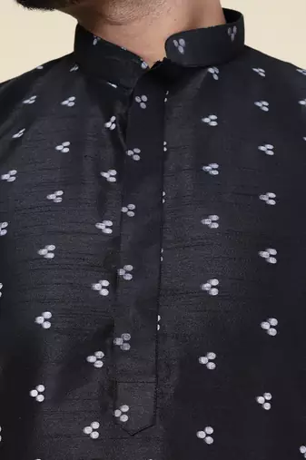 Men's black silk kurta