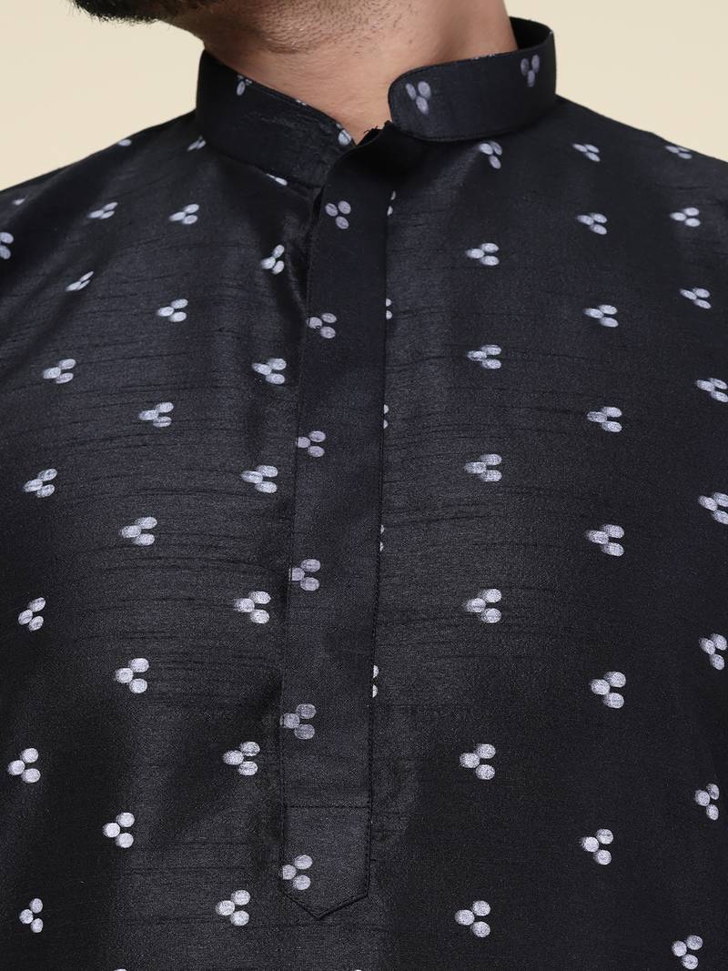 Men's black silk kurta