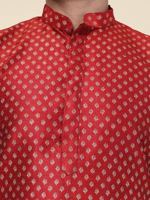 Men's maroon silk kurta 4
