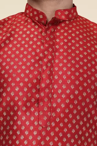 Men's maroon silk kurta