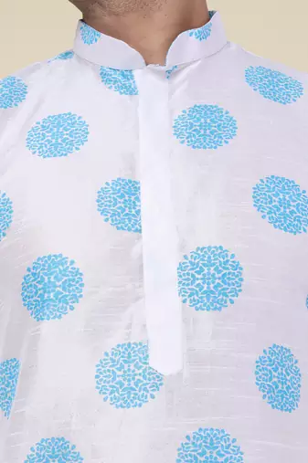 Men's white silk kurta