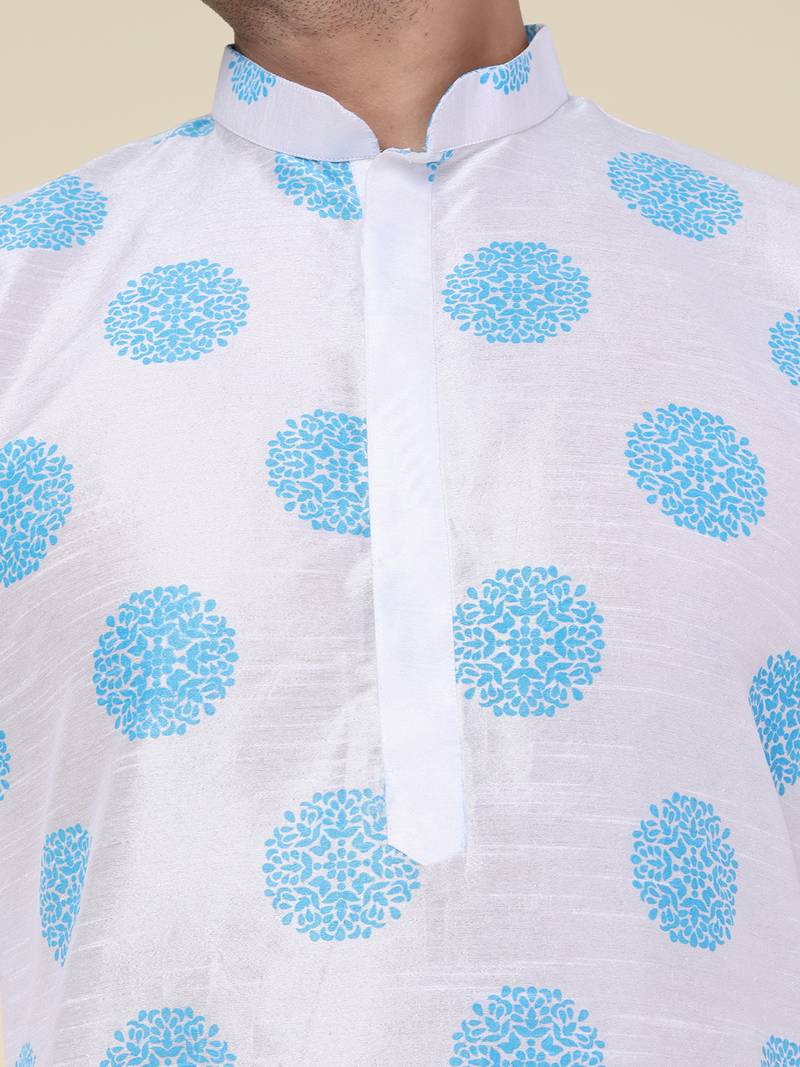Men's white silk kurta