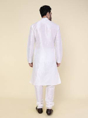 Men's white silk kurta 3
