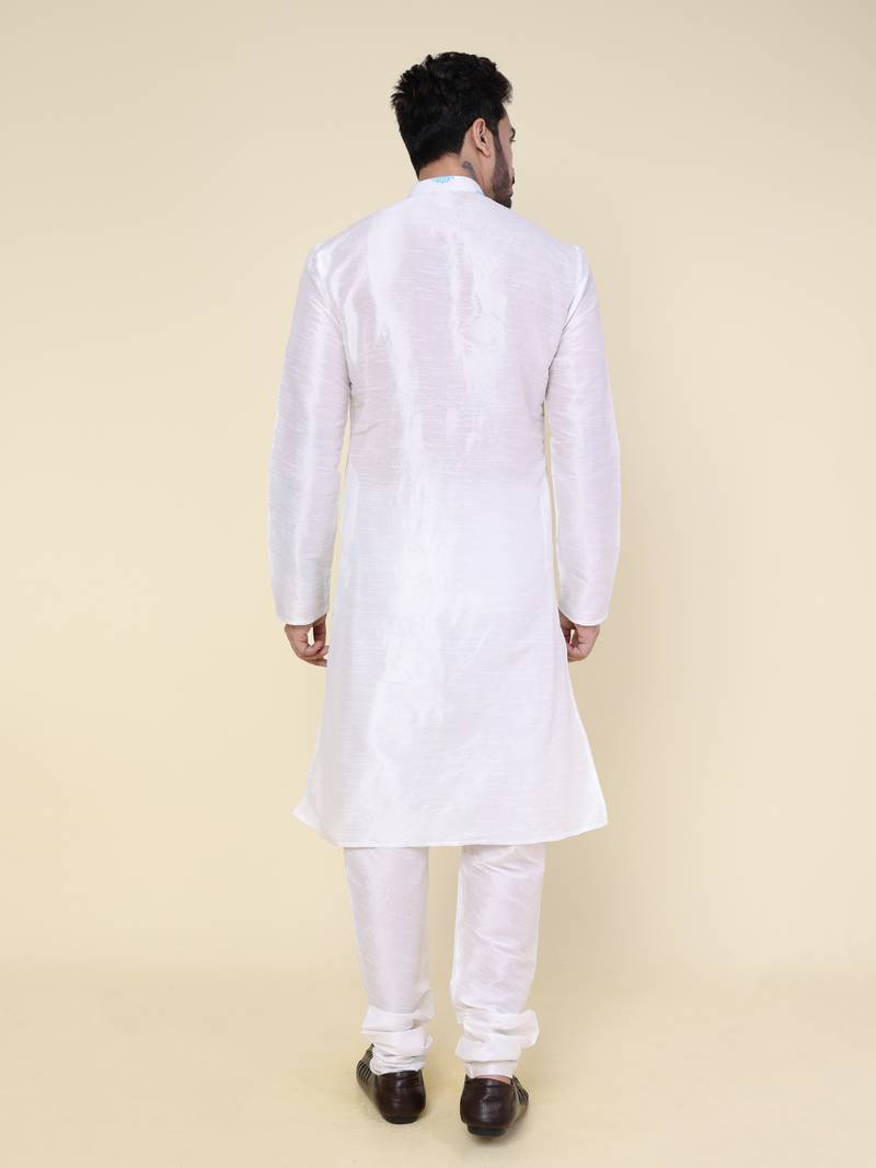 Men's white silk kurta