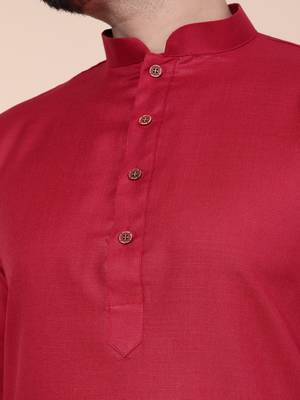 Men's maroon cotton kurta 2