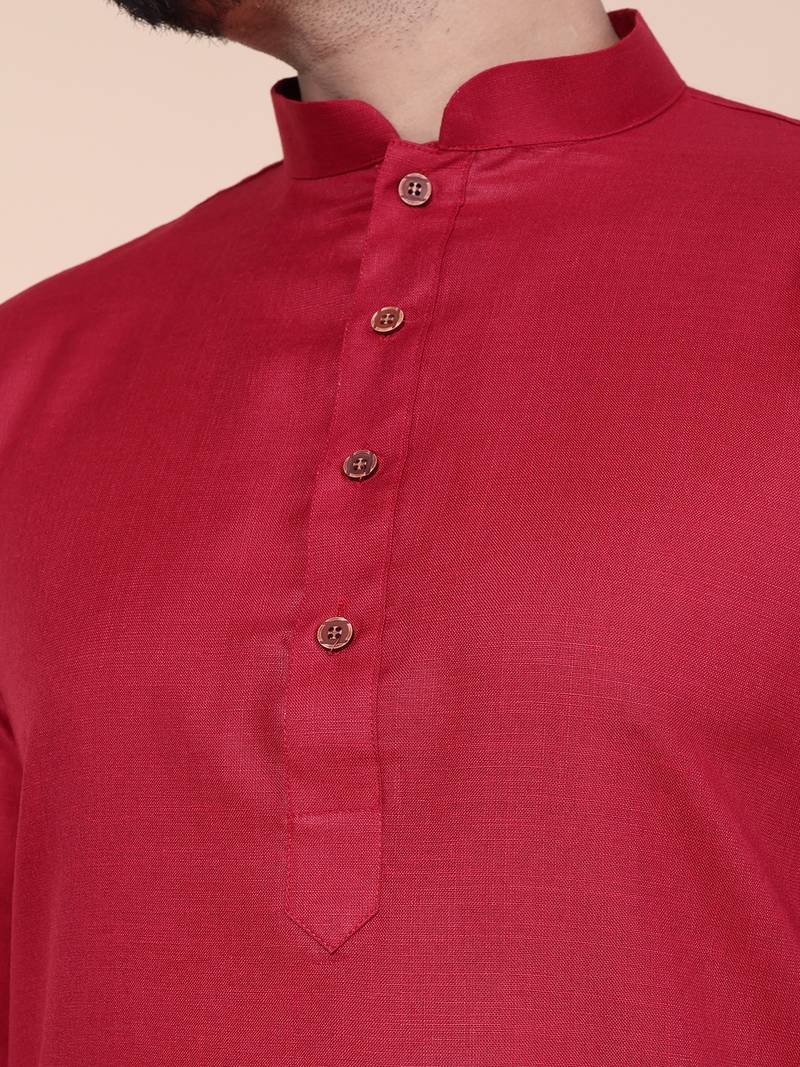 Men's maroon cotton kurta