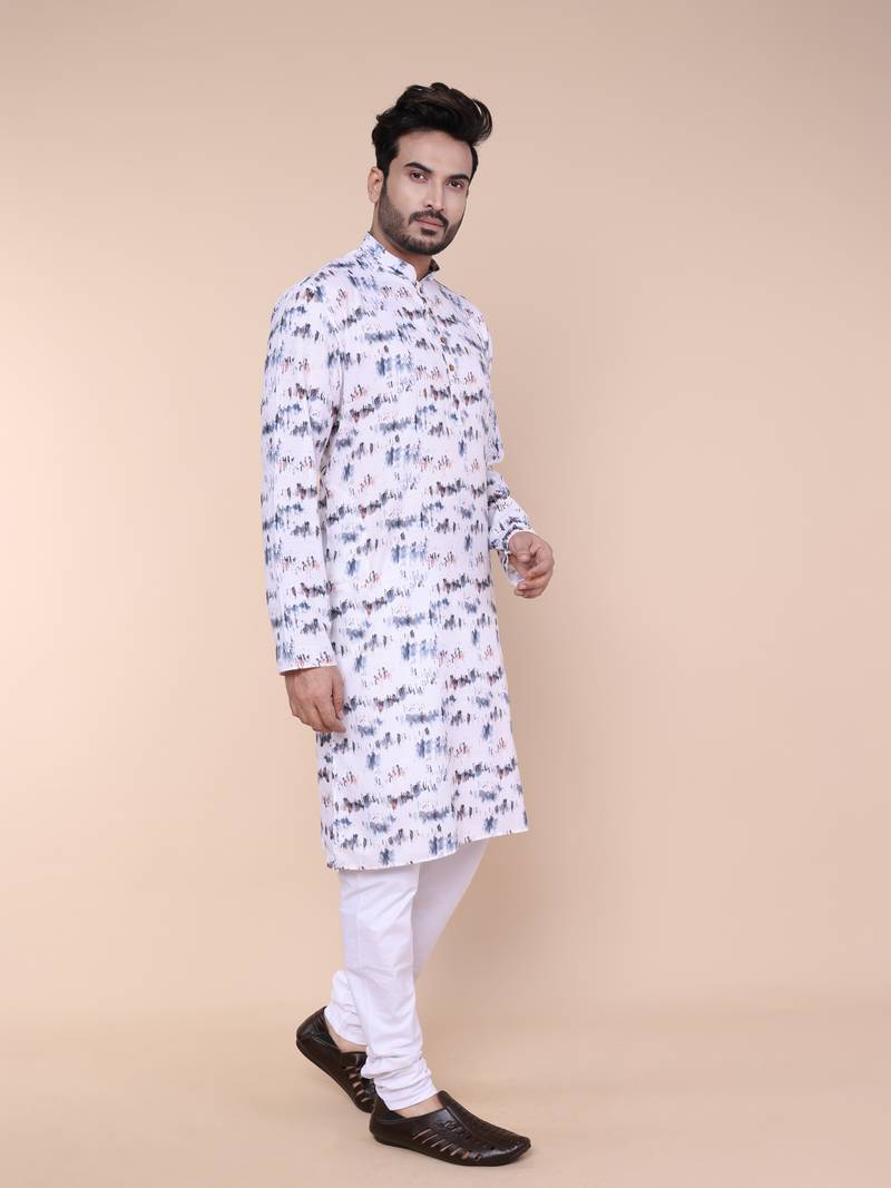 Men's white cotton kurta