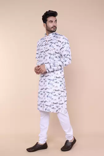 Men's white cotton kurta