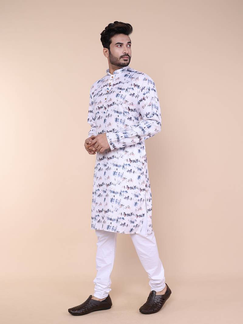 Men's white cotton kurta