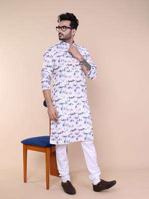 Men's white cotton kurta 4