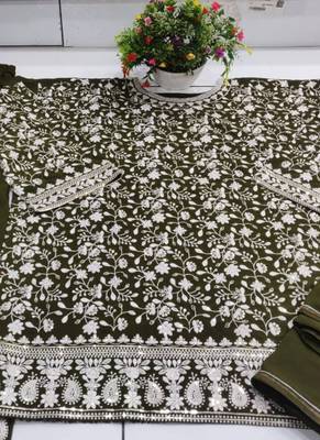 Mahendi green black georgette semi stitched salwar suit with dupatta 3