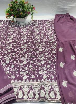 Purple georgette semi stitched salwar suit with dupatta 3