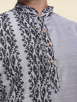 Men's grey silk kurta 4