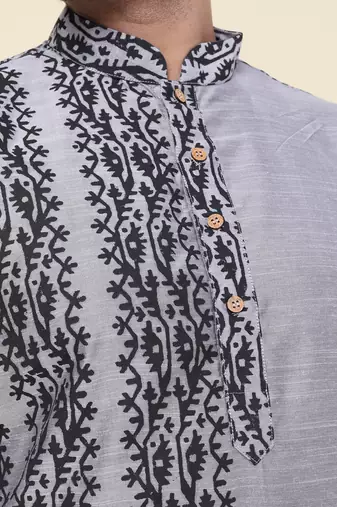 Men's grey silk kurta