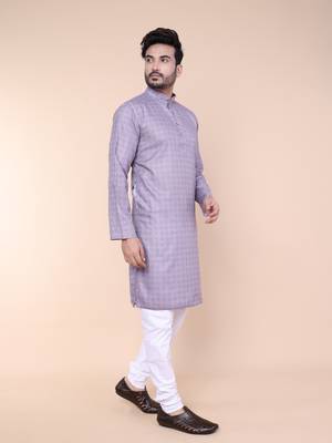 Men's mouve cotton silk kurta 2