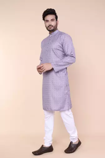 Men's mouve cotton silk kurta