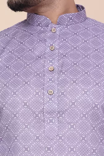 Men's mouve cotton silk kurta