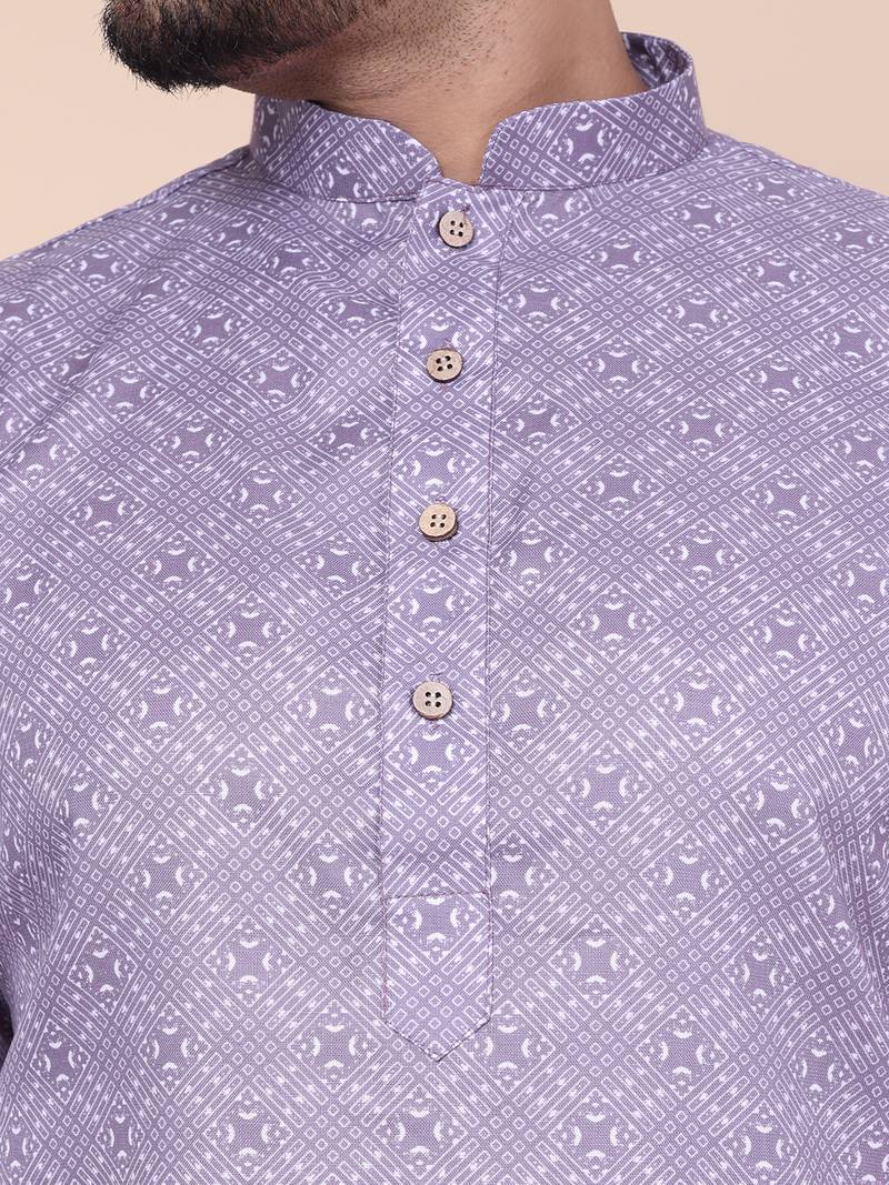 Men's mouve cotton silk kurta