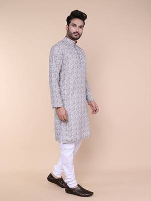 Men's ash cotton silk kurta 2