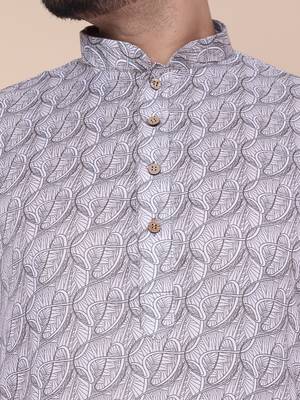 Men's ash cotton silk kurta 4