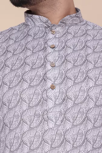 Men's ash cotton silk kurta