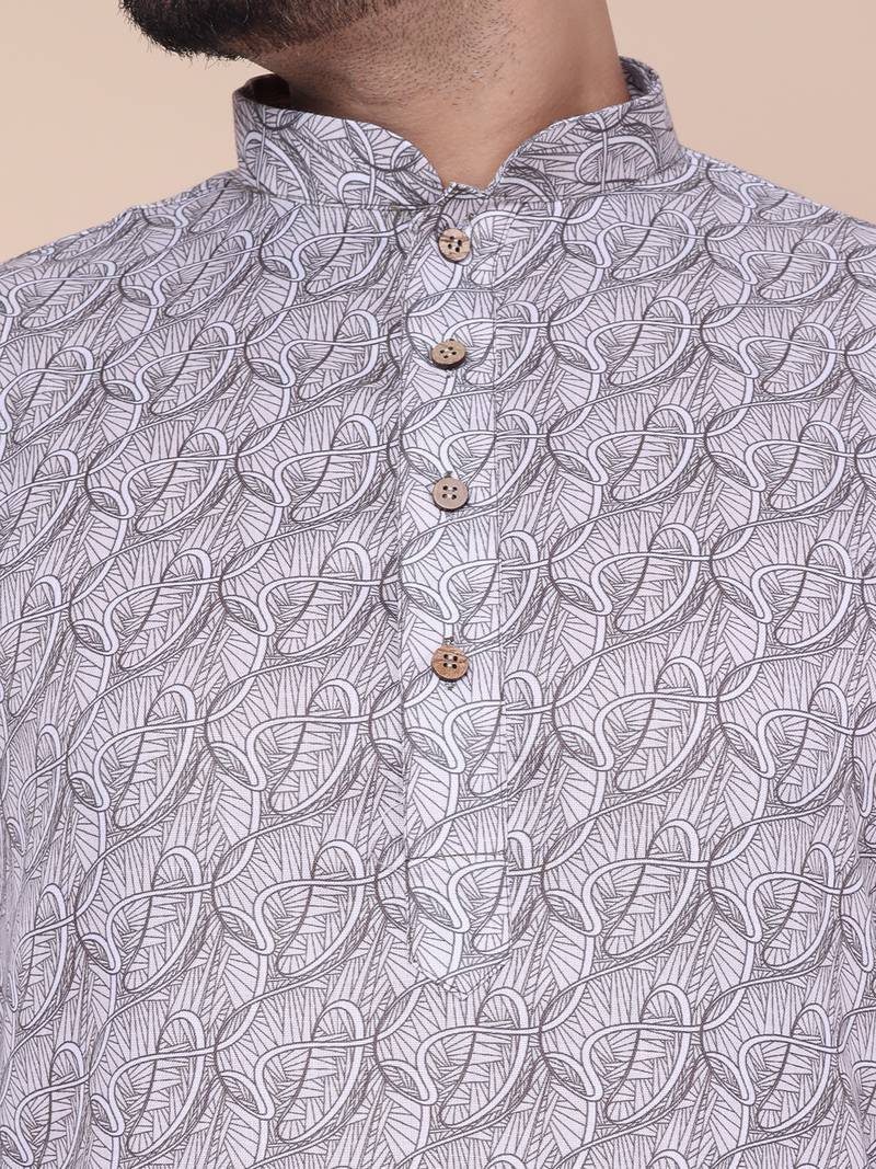 Men's ash cotton silk kurta