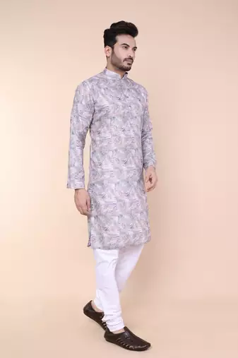 Men's multi colour cotton silk kurta