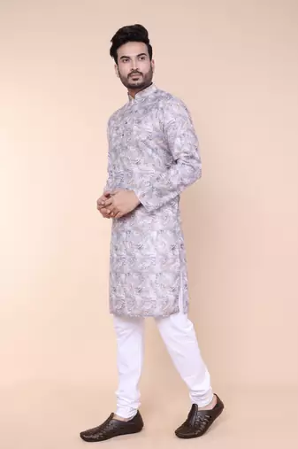 Men's multi colour cotton silk kurta