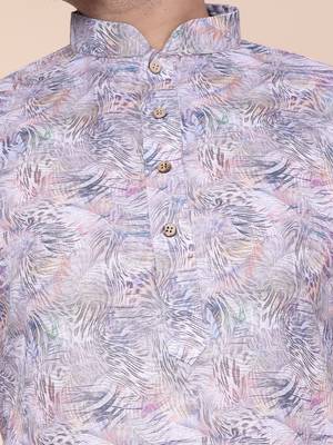 Men's multi colour cotton silk kurta 4