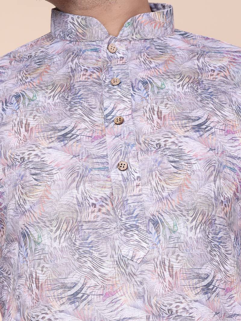 Men's multi colour cotton silk kurta