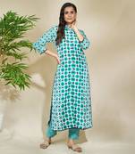 Aqua beaded long cape with intricate hand work of african bead cutdana sequnce blue jaam cotton pants