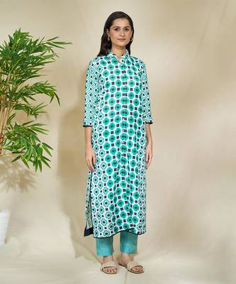 Aqua beaded long cape with intricate hand work of african bead cutdana sequnce blue jaam cotton pants 2